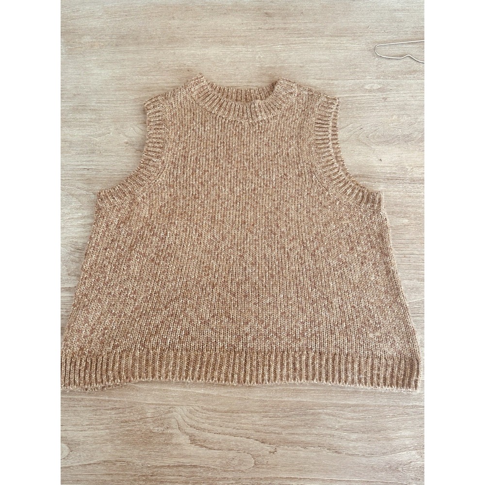 LC Lauren Conrad Womens Metallic Knit V-Neck Sweater Vest Beige Metallic size M